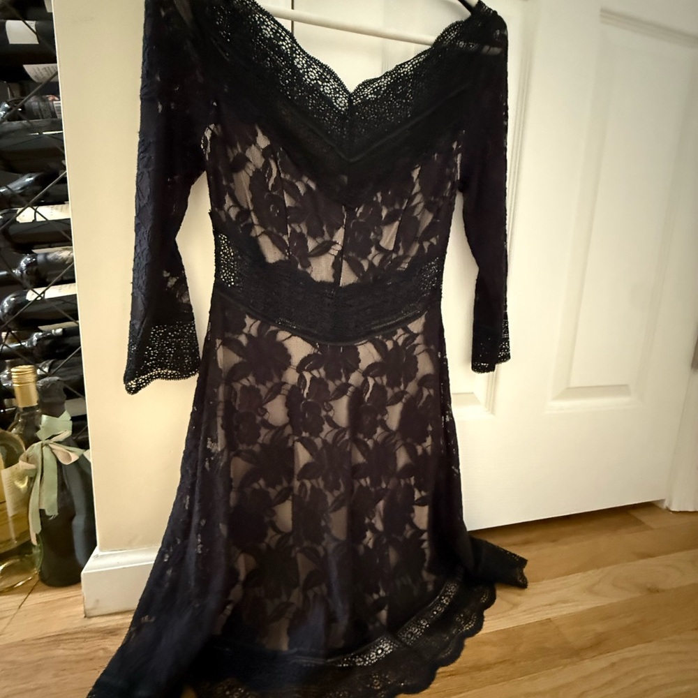 Free People Black Lace Long Sleeve Dress